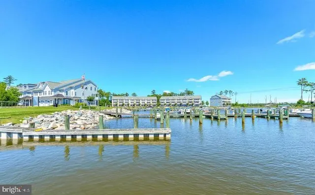 a view of a lake with a city