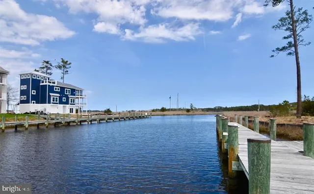 a view of a lake with a city view