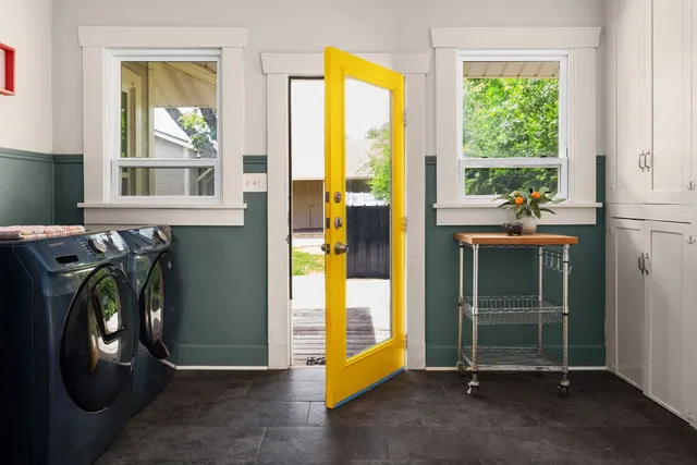 a view of a storage and utility room