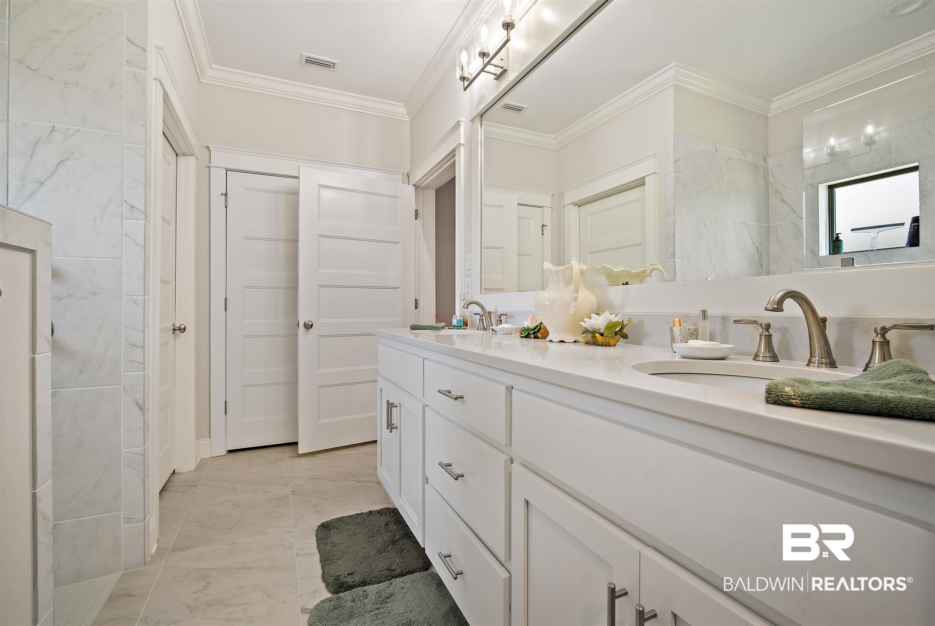969 Charleston Loop Fairhope, AL 36532 - Photo 17 of 30 Bathroom featuring tile patterned floors, ornamental molding, and vanity