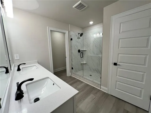 a bathroom with a shower