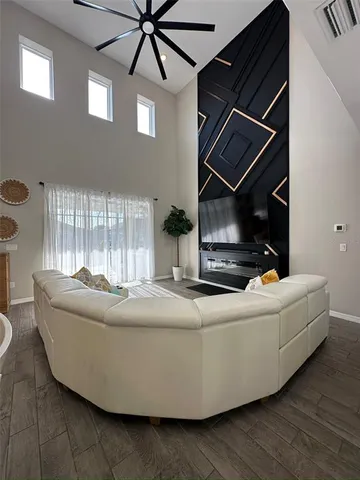 a view of swimming pool from a balcony