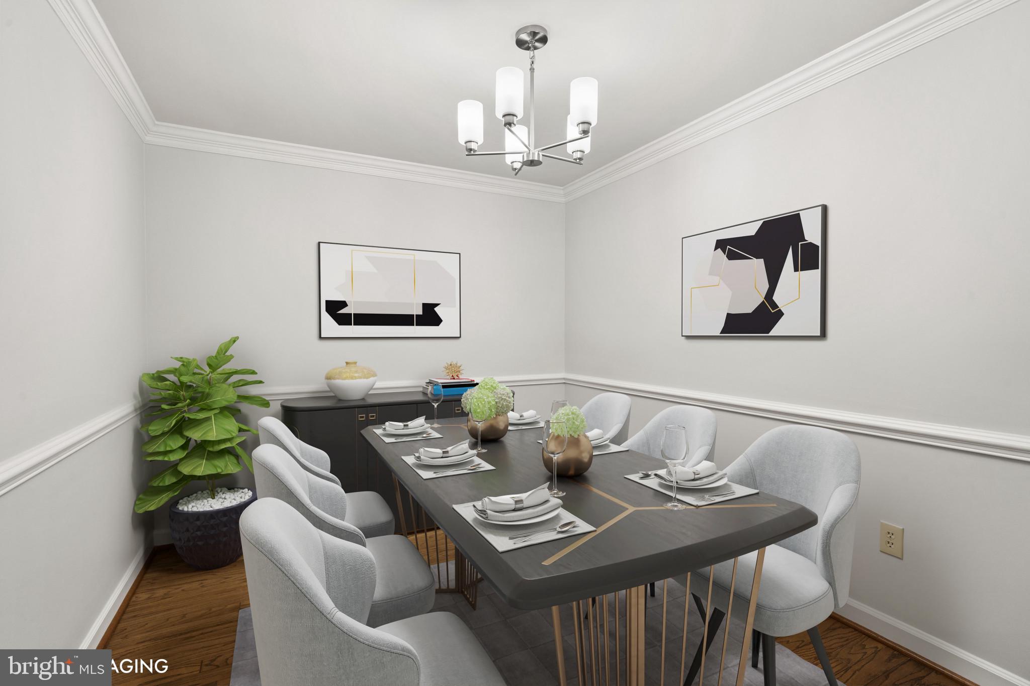 6832 Hayley Ridge Way, Unit D Baltimore, MD 21209 - Photo 17 of 33 a view of a dining room with furniture and wooden floor