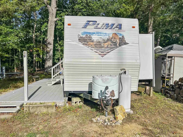 a view of a chairs and table in the backyard