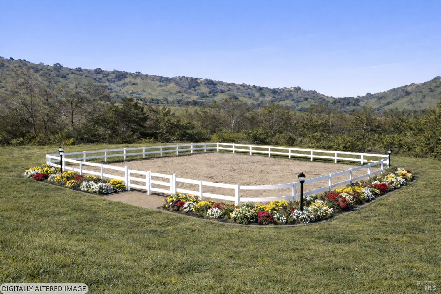 6958 Oak Tree Trail Vacaville, CA 95688 - Photo 16 of 19 Virtual Image of the Riding Ring previously at the site with flowers added.