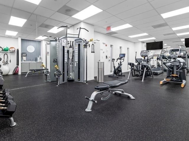 a view of a room with gym equipment