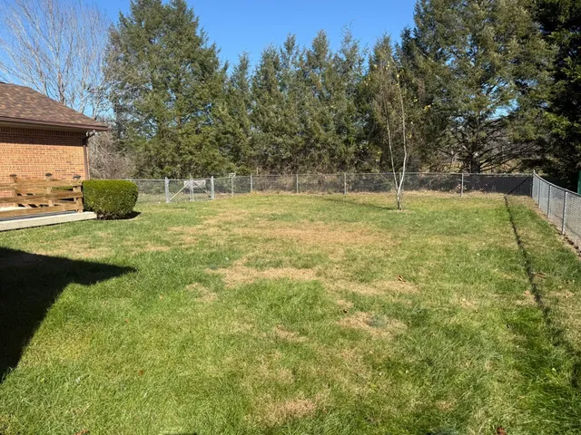 a view of a house with backyard and porch