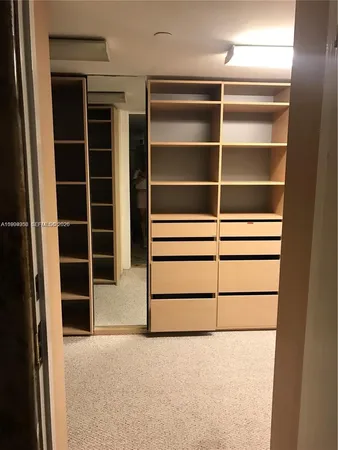 a view of an empty walk in closet