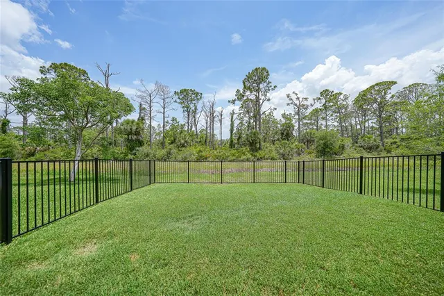 a view of a garden with a slide