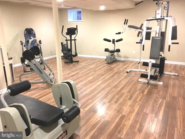 a view of a room with gym equipment