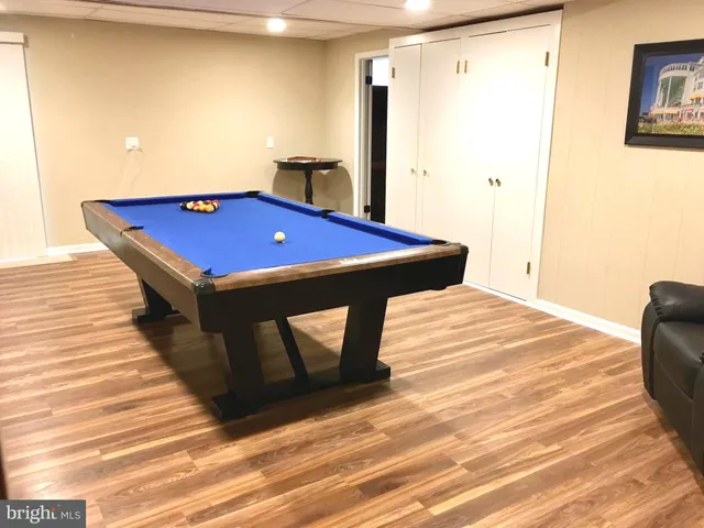 a room with pool table
