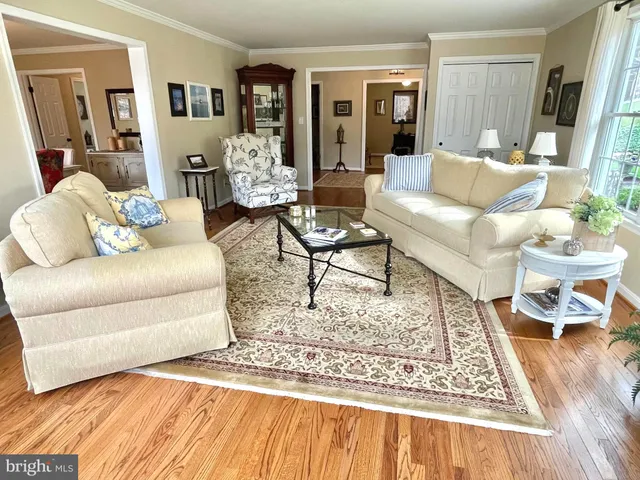 a living room with furniture and a rug