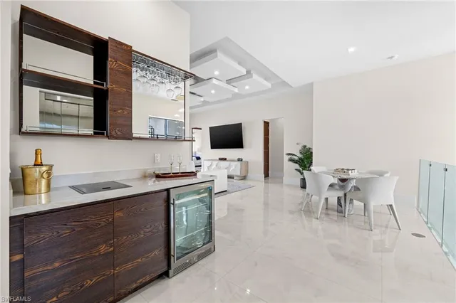 a bathroom with a mirror and a shower