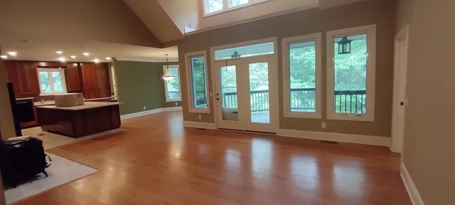 a view of a livingroom with furniture wooden floor and furniture