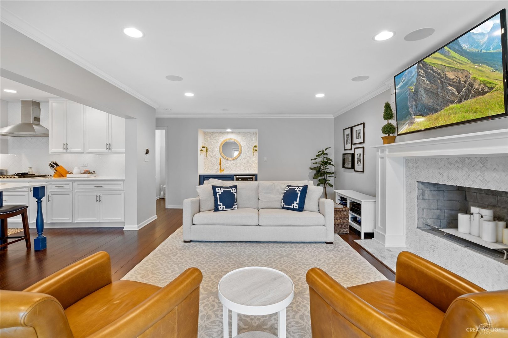 734 Forest Glen Lane Oak Brook, IL 60523 - Photo 14 of 36 a living room with furniture and a fireplace