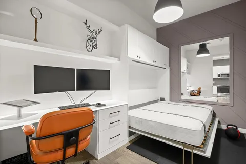 a room with gym equipment