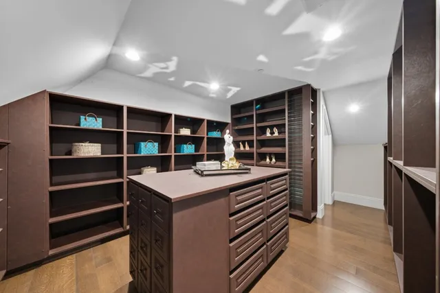 a storage room with a washer and dryer