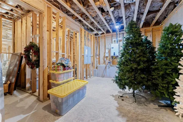 a kitchen with lots of counter top space and dining table