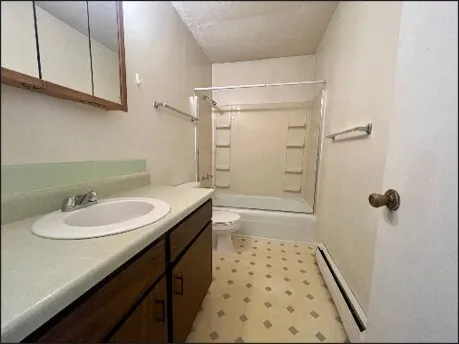a bathroom with a sink a toilet a shower and a mirror
