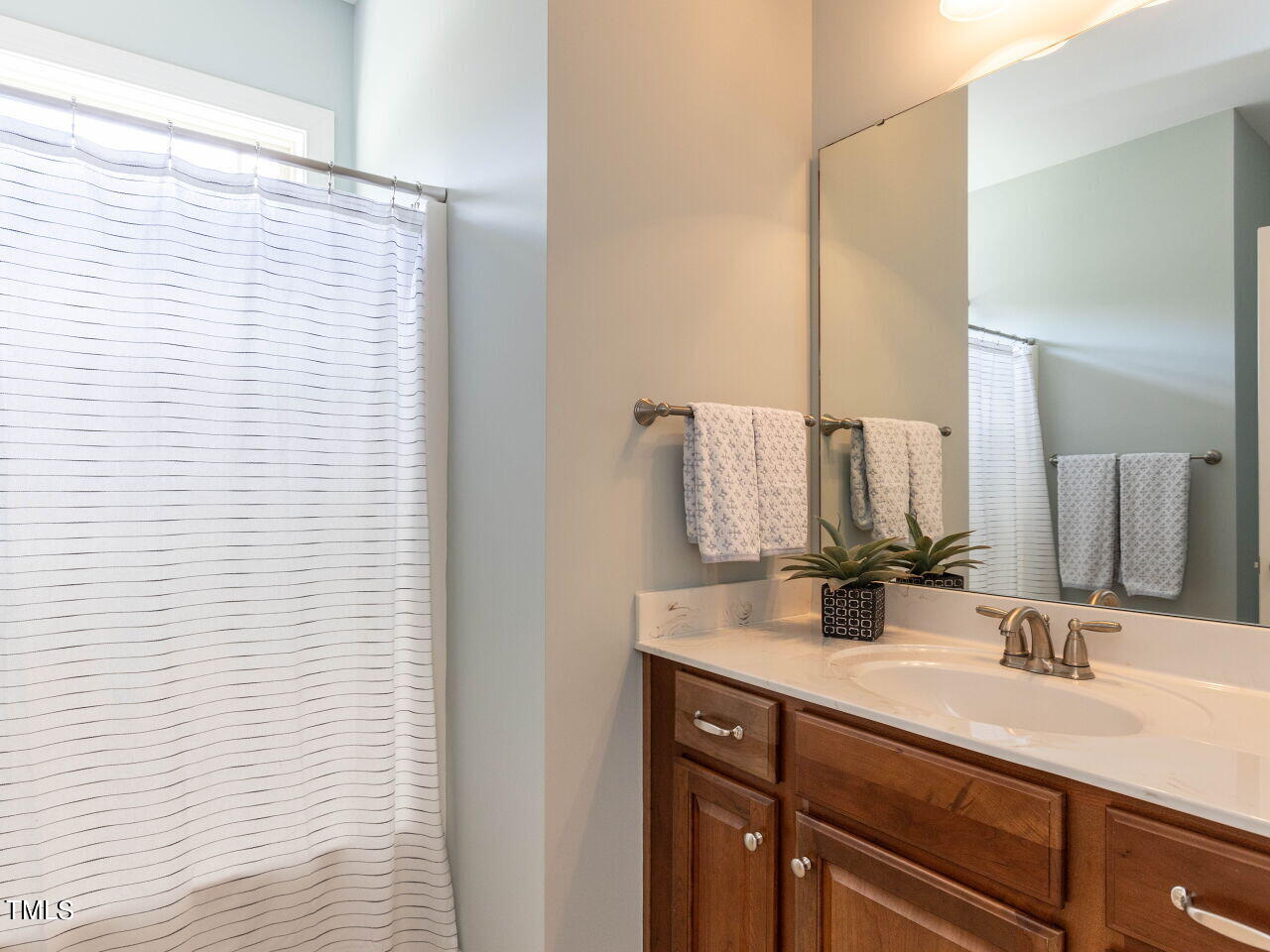 1805 Stonebanks Loop Cary, NC 27518 - Photo 16 of 27 a bathroom with a sink and a mirror