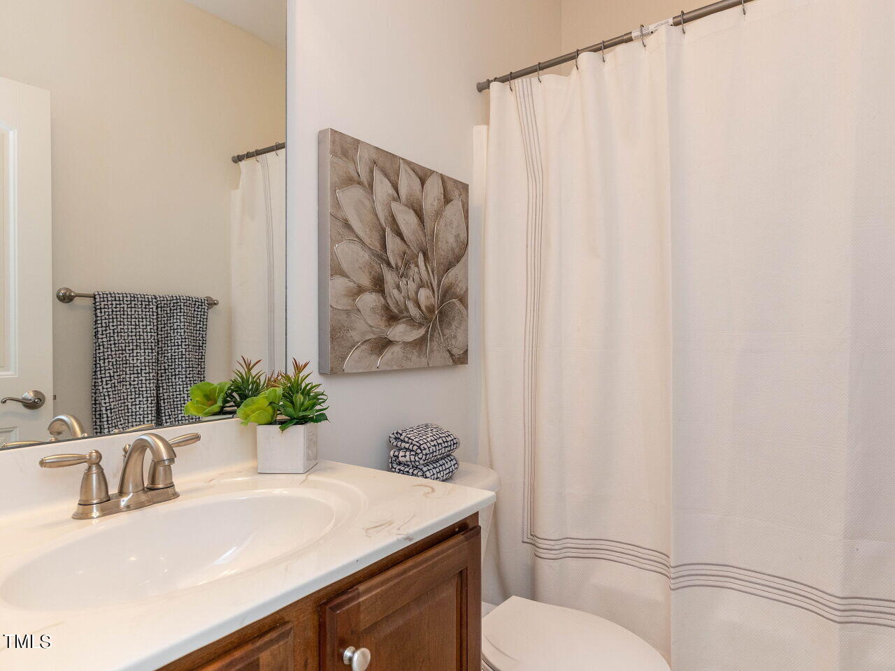 1805 Stonebanks Loop Cary, NC 27518 - Photo 19 of 27 a bathroom with a sink vanity mirror and toilet