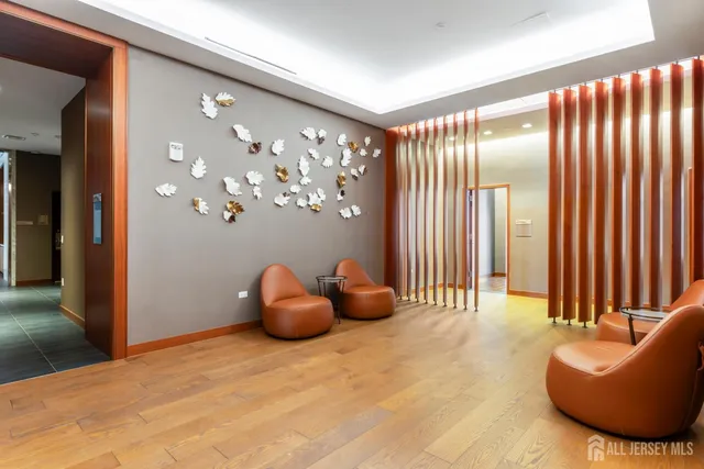 wooden floor with a large windows