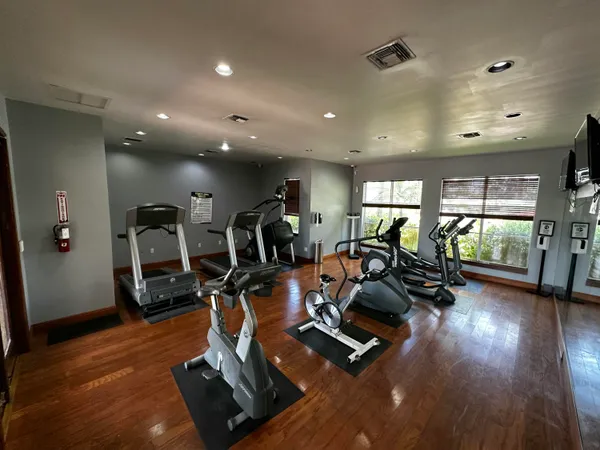 a room with gym equipment