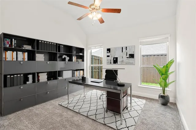 a living room with furniture a rug and a window