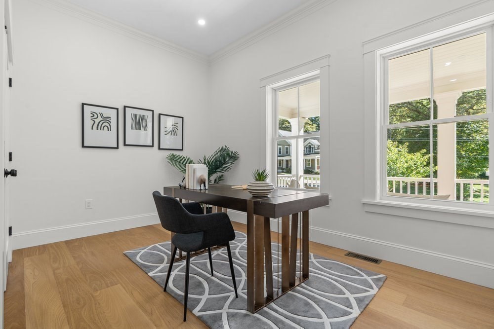 22 Tyler Road Lexington, MA 02420 - Photo 19 of 37 a workspace with furniture and wooden floor