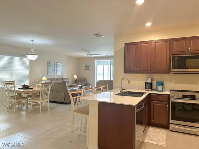 a kitchen with lots of counter top space