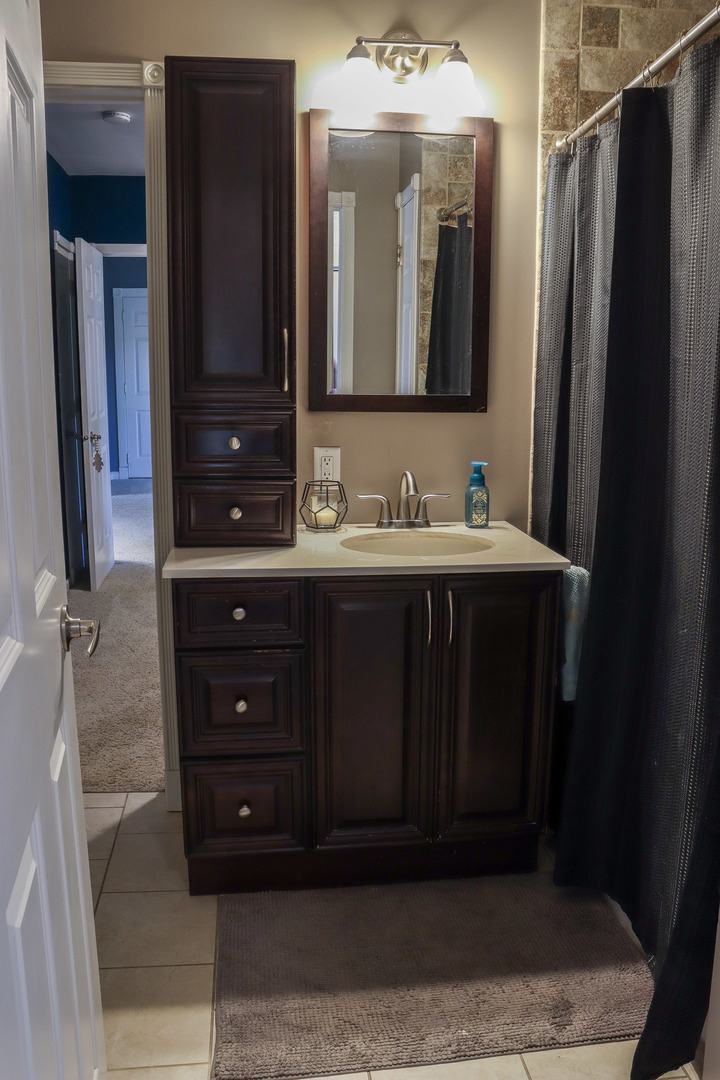 102 South Jackson Street Morrison, IL 61270 - Photo 17 of 29 a bathroom with a double vanity sink and mirror