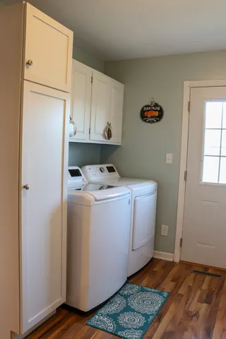 a room with a washer and dryer