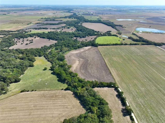 an aerial view of a swimming pool