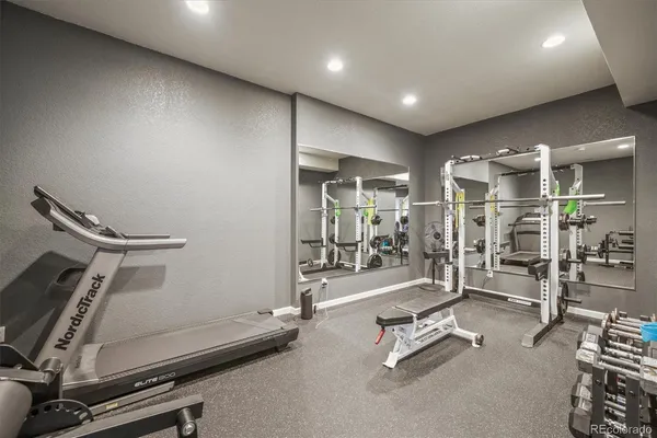 a view of a room with gym equipment