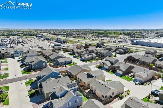 an aerial view of a city