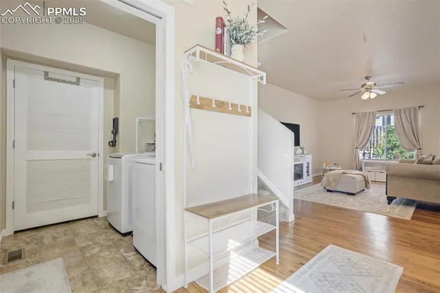 a view of livingroom with furniture and wooden floor