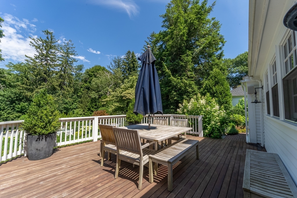 883 High Street Dedham, MA 02026 - Photo 15 of 42 a view of a table and chairs on the roof deck