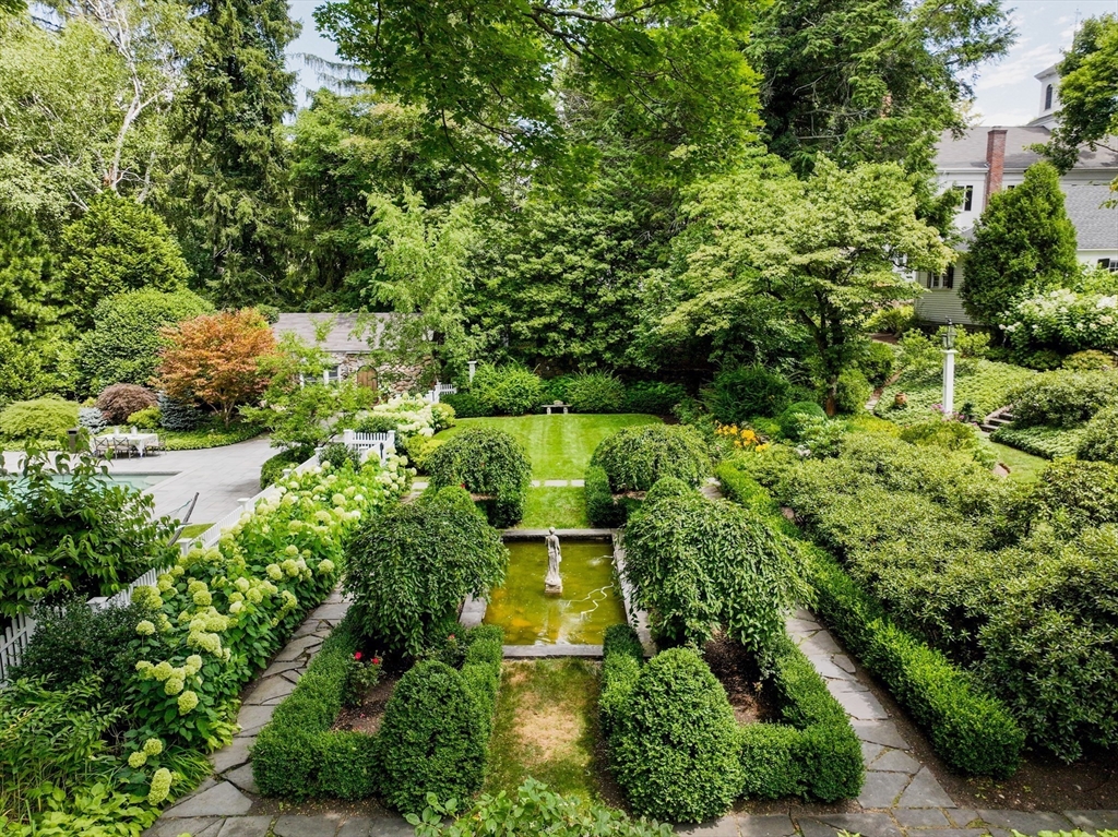 883 High Street Dedham, MA 02026 - Photo 34 of 42 an aerial view of residential house with outdoor space and trees all around