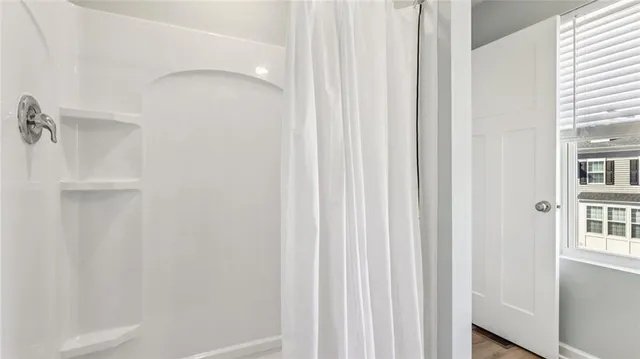 a bathroom with a shower
