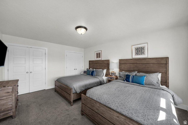 5010 Escapes Drive St. George, UT 84770 - Photo 20 of 46 Bedroom featuring dark carpet and two closets