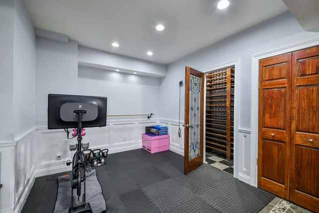 a room with pool table and pool table