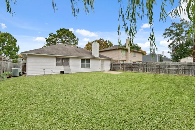 a view of a backyard with tree s