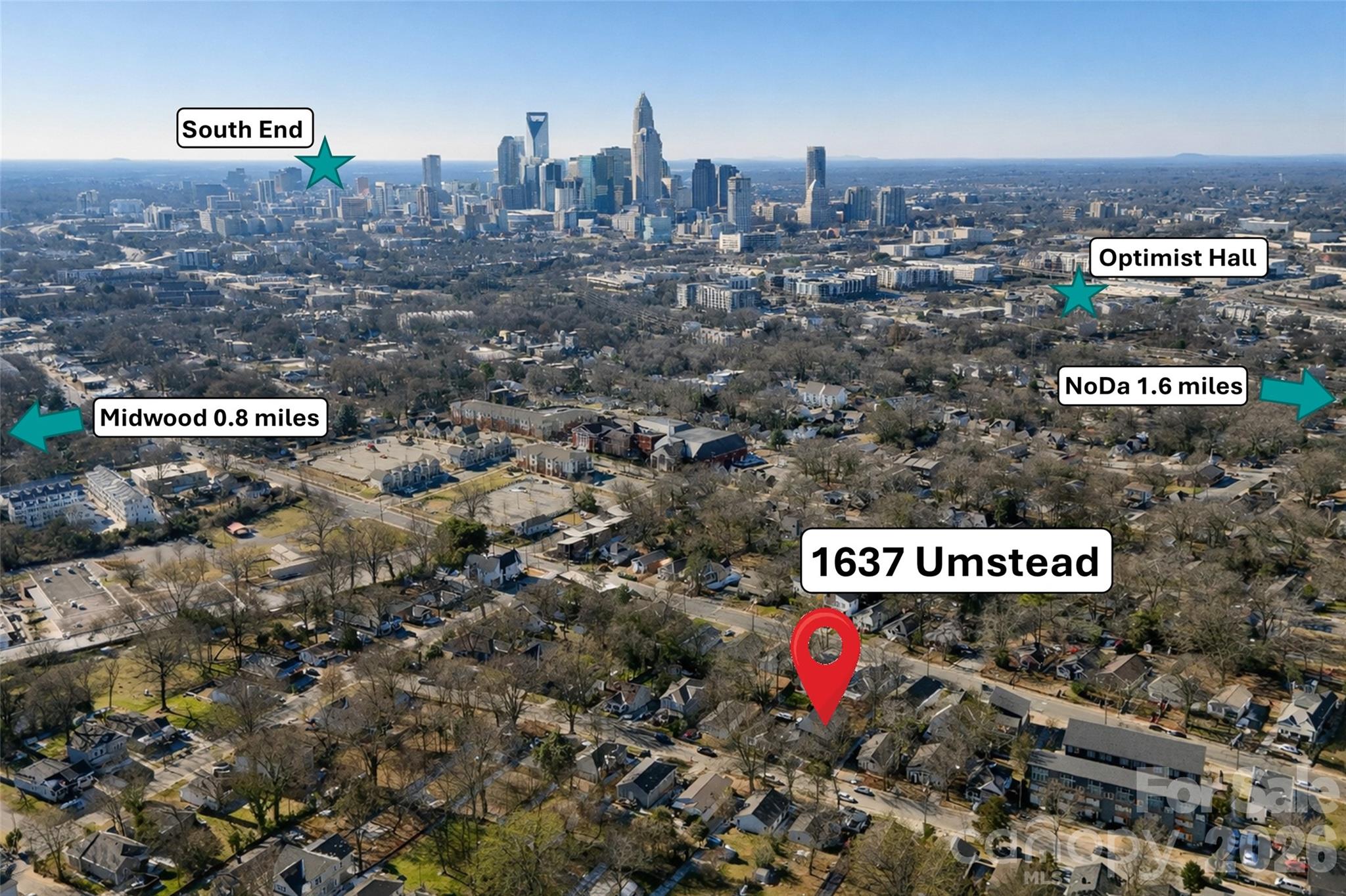 1637 Umstead Street Charlotte, NC 28205 - Photo 4 of 48 a view of a city with tall buildings