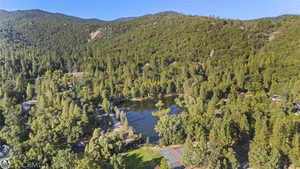 a view of a lake with a city