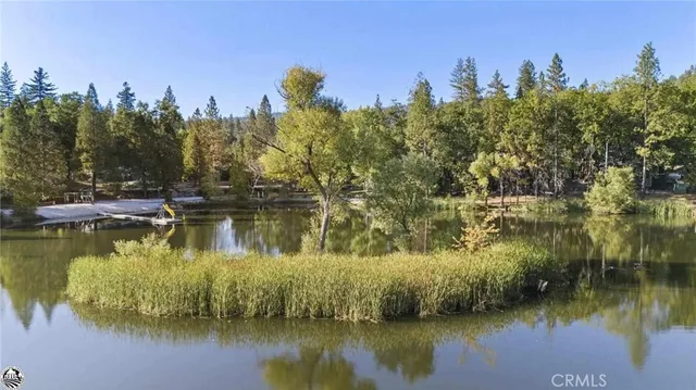 a view of a lake with houses