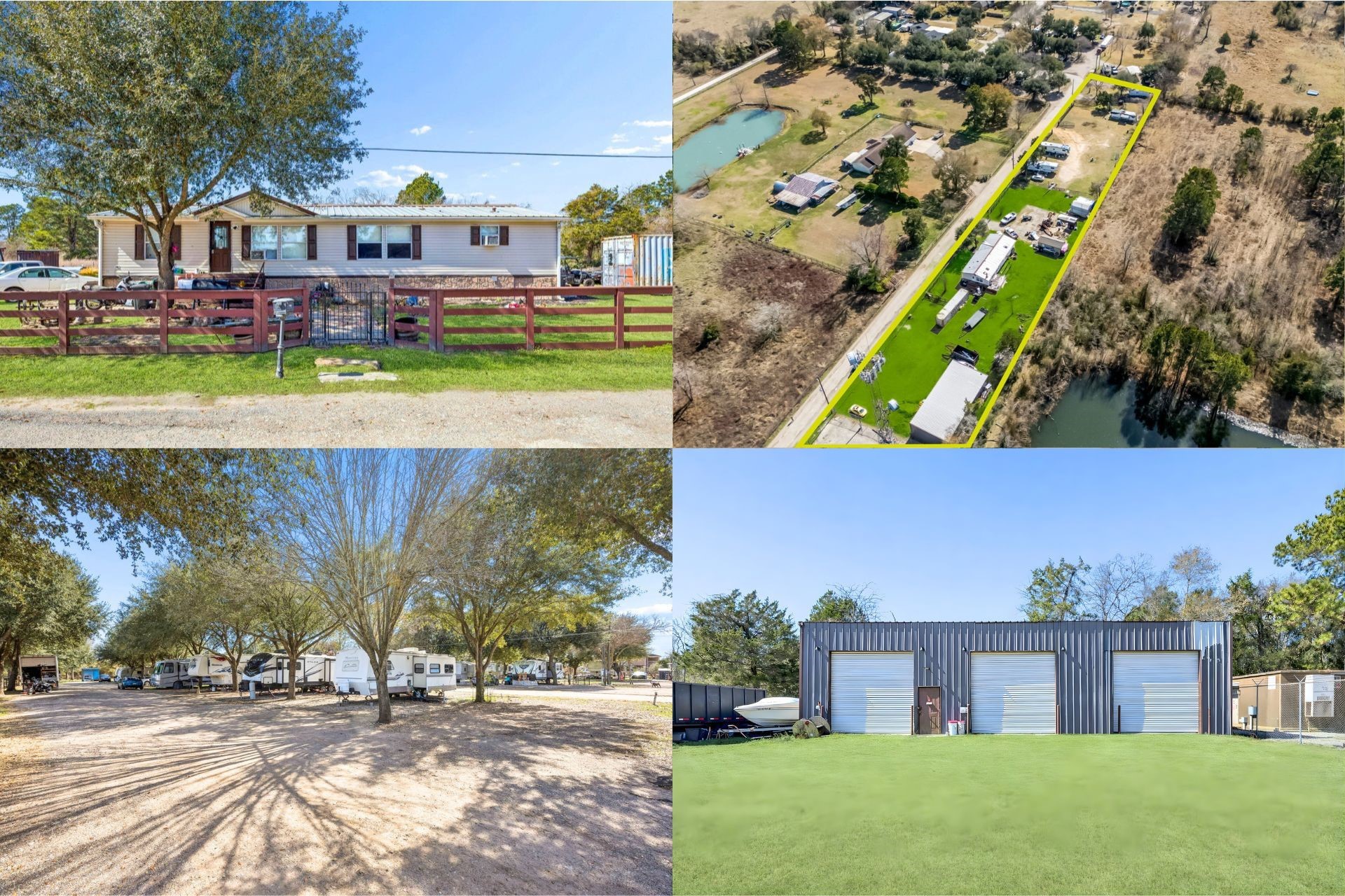 an aerial view of multiple houses with yard