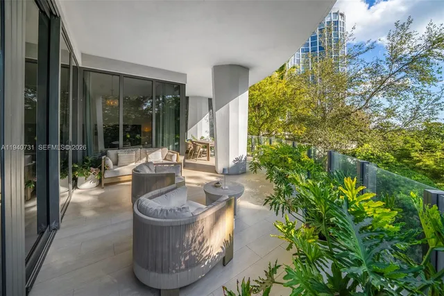 a view of a flower in the corridor