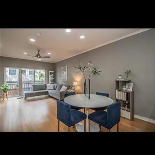 a living room with furniture and window