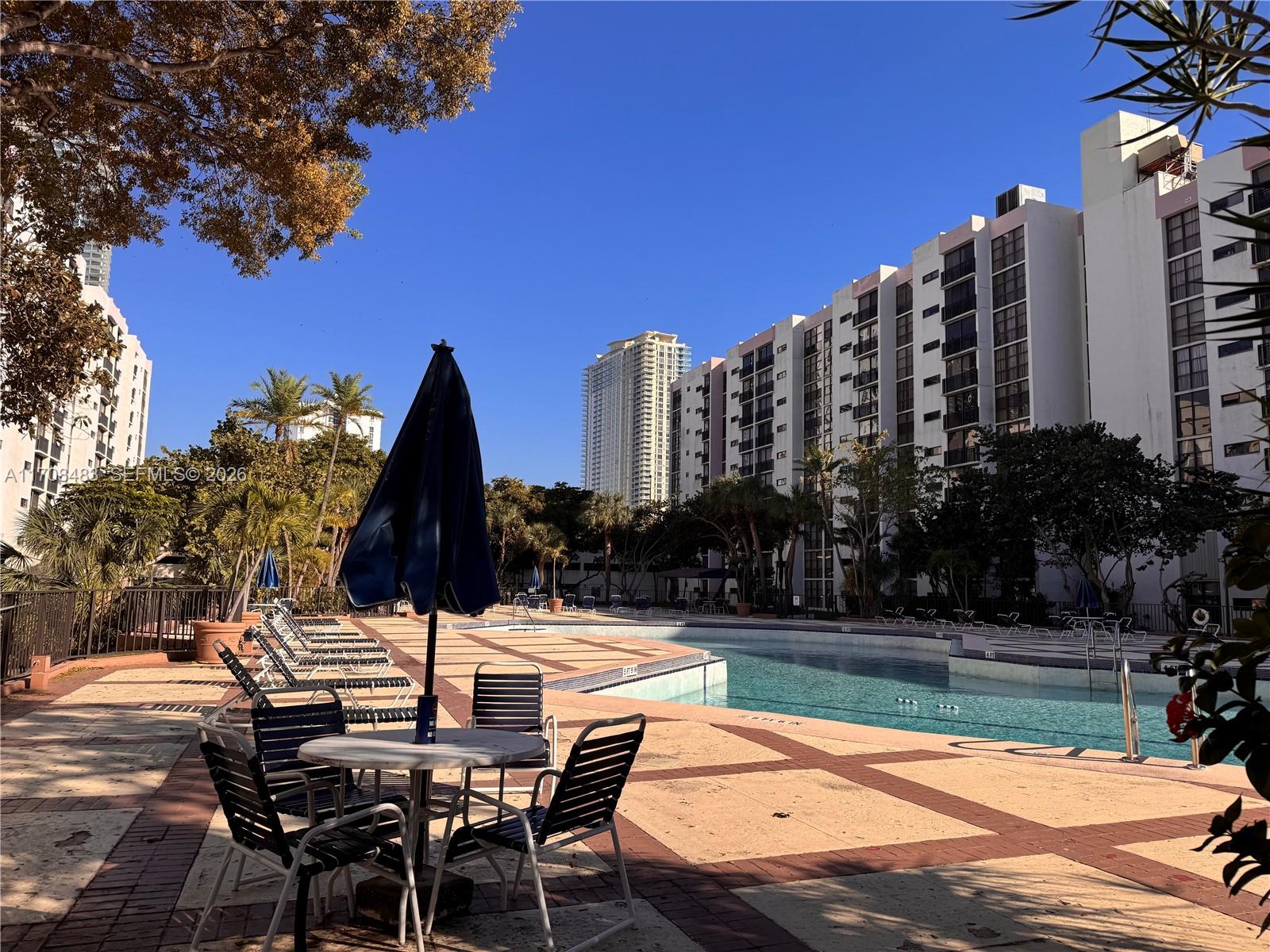16919 North Bay Road, Unit 117 Sunny Isles Beach, FL 33160 - Photo 20 of 20 a view of a patio with swimming pool