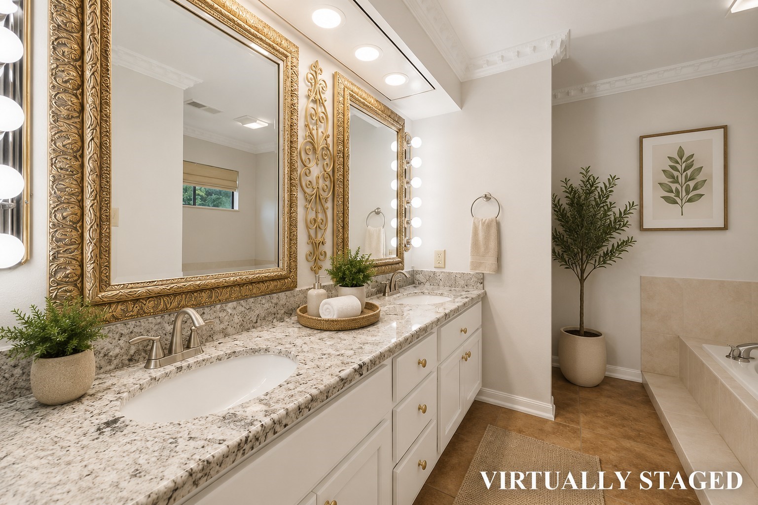 3805 Huntwick Street Orange, TX 77632 - Photo 21 of 43 a bathroom with a granite countertop sink a toilet and a mirror